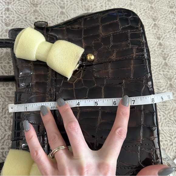 Stuart Weitzman Patent Leather Purse in Tea Orinoco Croco - Picture 10 of 11